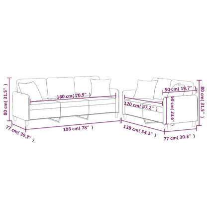 2-delige Loungeset met kussens stof zwart Zwart met kussens