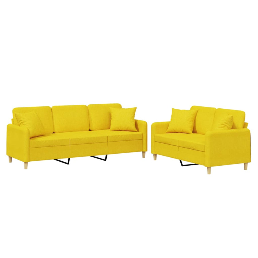 2-Delige Loungeset Stof Lichtgeel