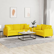 Loungeset 2-delig stof lichtgeel