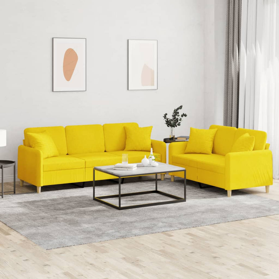 2-Delige Loungeset Stof Lichtgeel