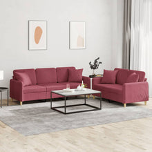 2-delige Loungeset met kussens stof wijnrood