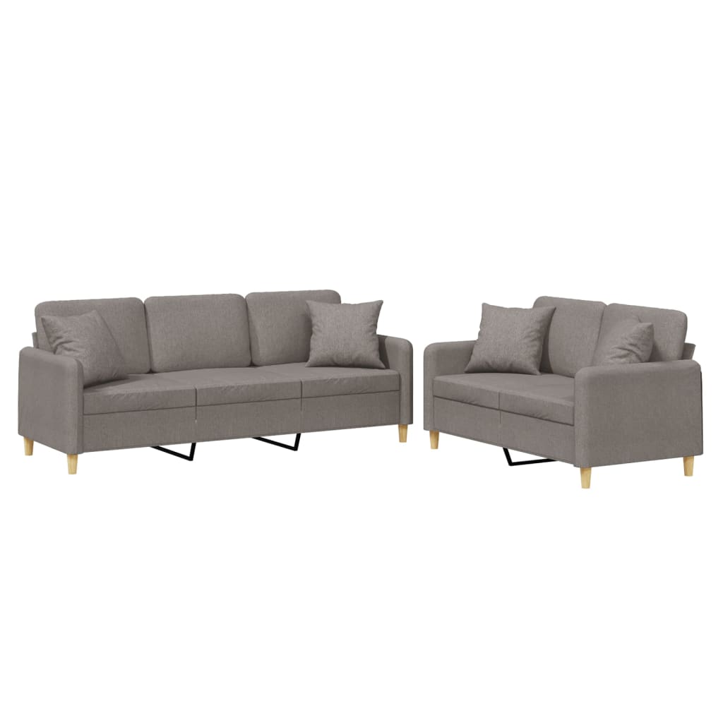 2-Delige Loungeset Stof Taupe met kussens