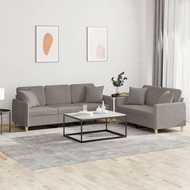 2-Delige Loungeset Stof Taupe met kussens