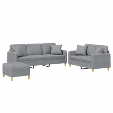 3-delige Loungeset met kussens stof lichtgrijs Lichtgrijs