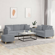 Loungeset 3-delig stof lichtgrijs