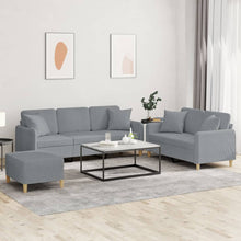 3-delige Loungeset met kussens stof lichtgrijs Lichtgrijs