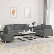 Loungeset 3-delig donkergrijs stof