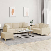 Loungeset 3-delig stof crèmekleurig