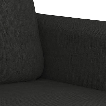 3-Delige Loungeset Met Kussens Stof Zwart met kussens en voetenbankje