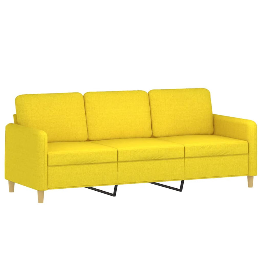 3-Delige Loungeset Met Kussens Stof Lichtgeel