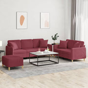 Loungeset 3-delig stof wijnrood