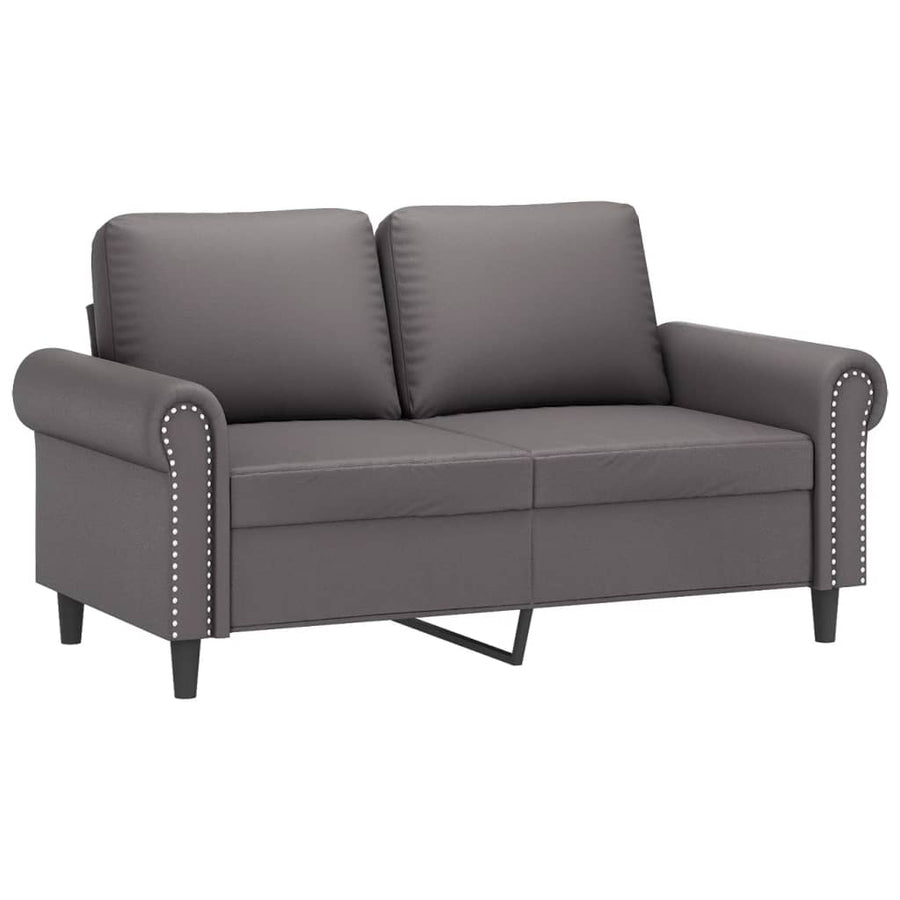 2-Delige Loungeset Kunstleer Grijs met kussens