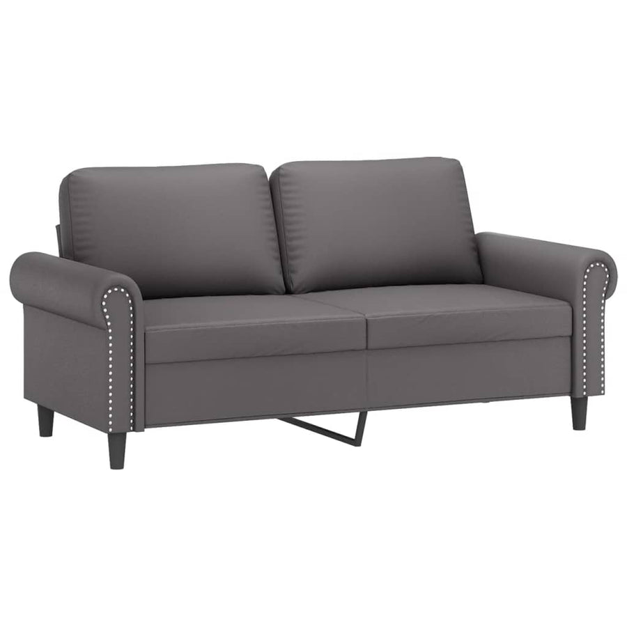 2-Delige Loungeset Kunstleer Grijs met kussens