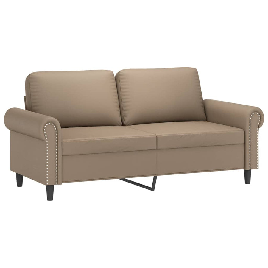 2-delige Loungeset met kussens kunstleer cappuccino Cappuccino met kussens