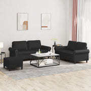 Loungeset 3-delig kunstleer zwart