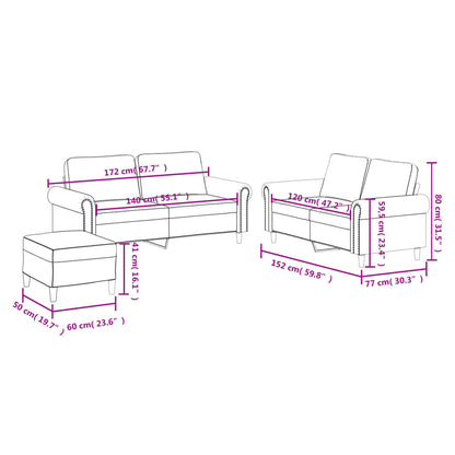 3-delige Loungeset met kussens kunstleer grijs