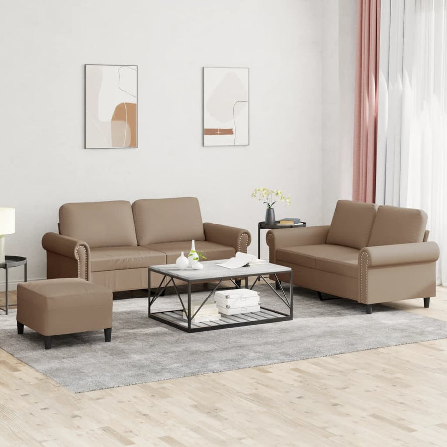 3-Delige Loungeset Met Kussens Kunstleer
