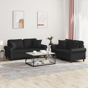 Loungeset 2-delig kunstleer zwart