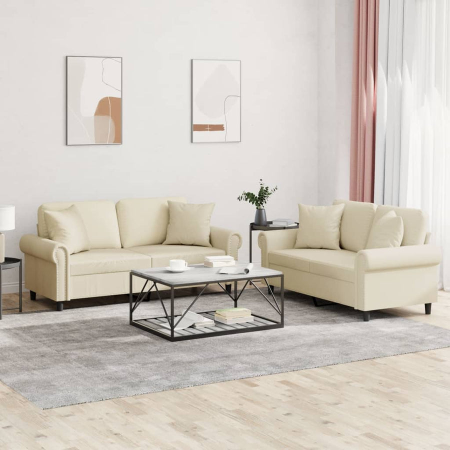 3-Delige Loungeset Met Kussens Kunstleer