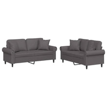 2-Delige Loungeset Kunstleer Grijs met kussens