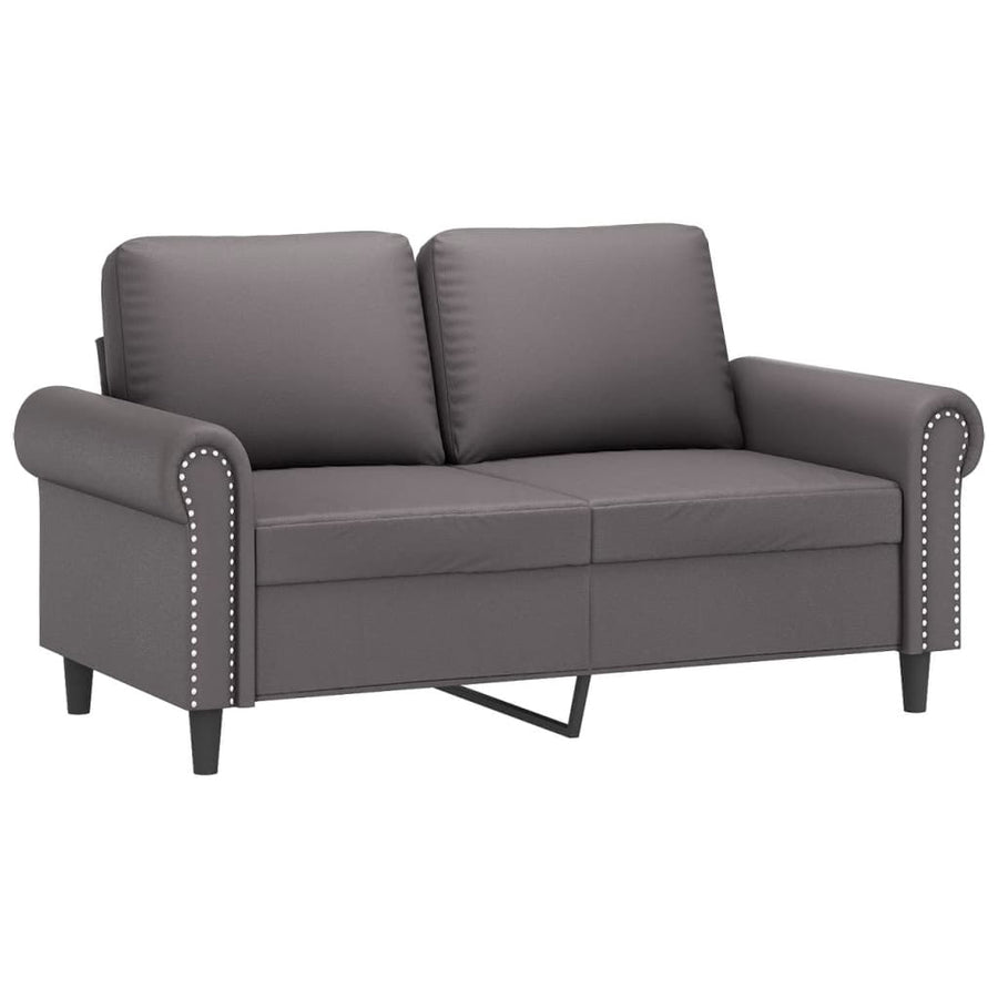 2-Delige Loungeset Kunstleer Grijs met kussens