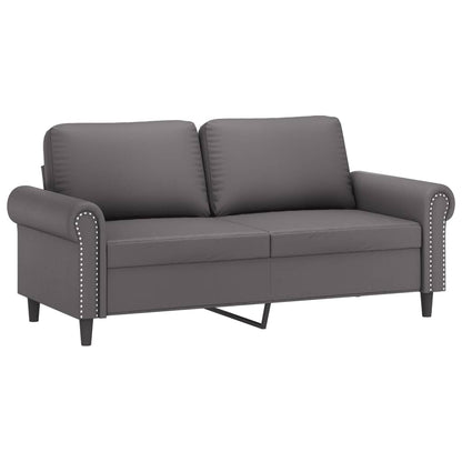 2-Delige Loungeset Kunstleer Grijs met kussens