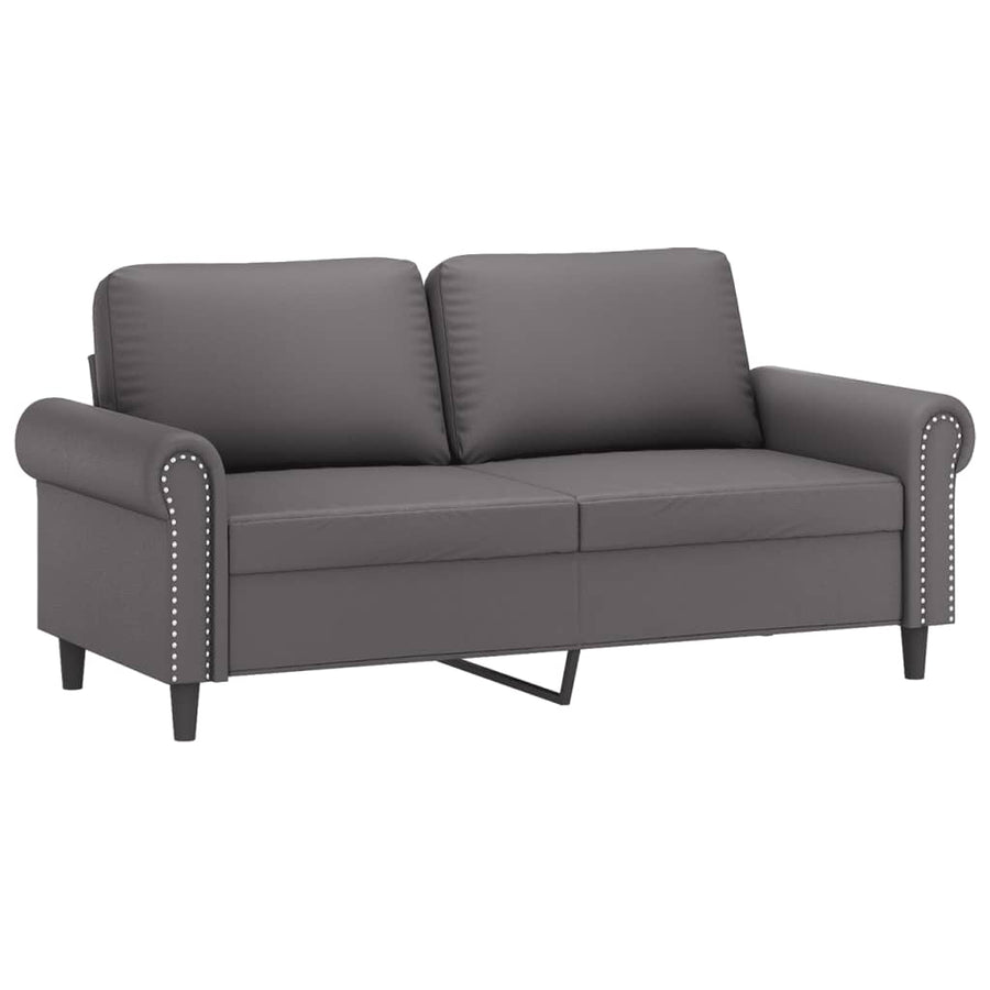 2-Delige Loungeset Kunstleer Grijs met kussens