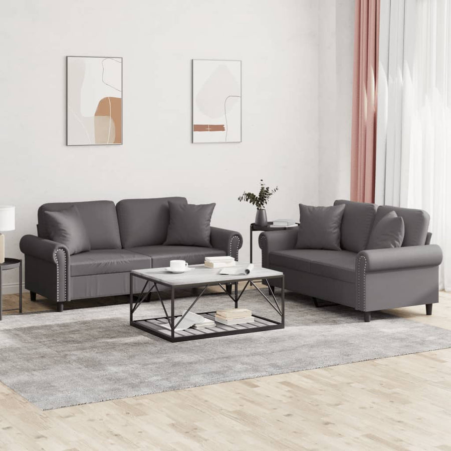 3-Delige Loungeset Met Kussens Kunstleer