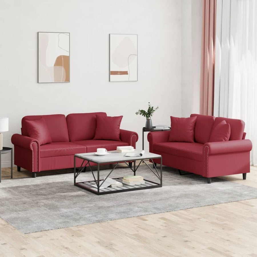 3-Delige Loungeset Met Kussens Kunstleer