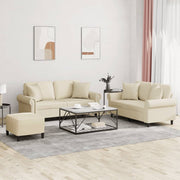 Loungeset 3-delig kunstleer crèmekleurig