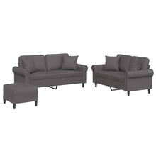 3-delige Loungeset met kussens kunstleer grijs