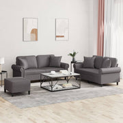 Loungeset 3-delig kunstleer grijs