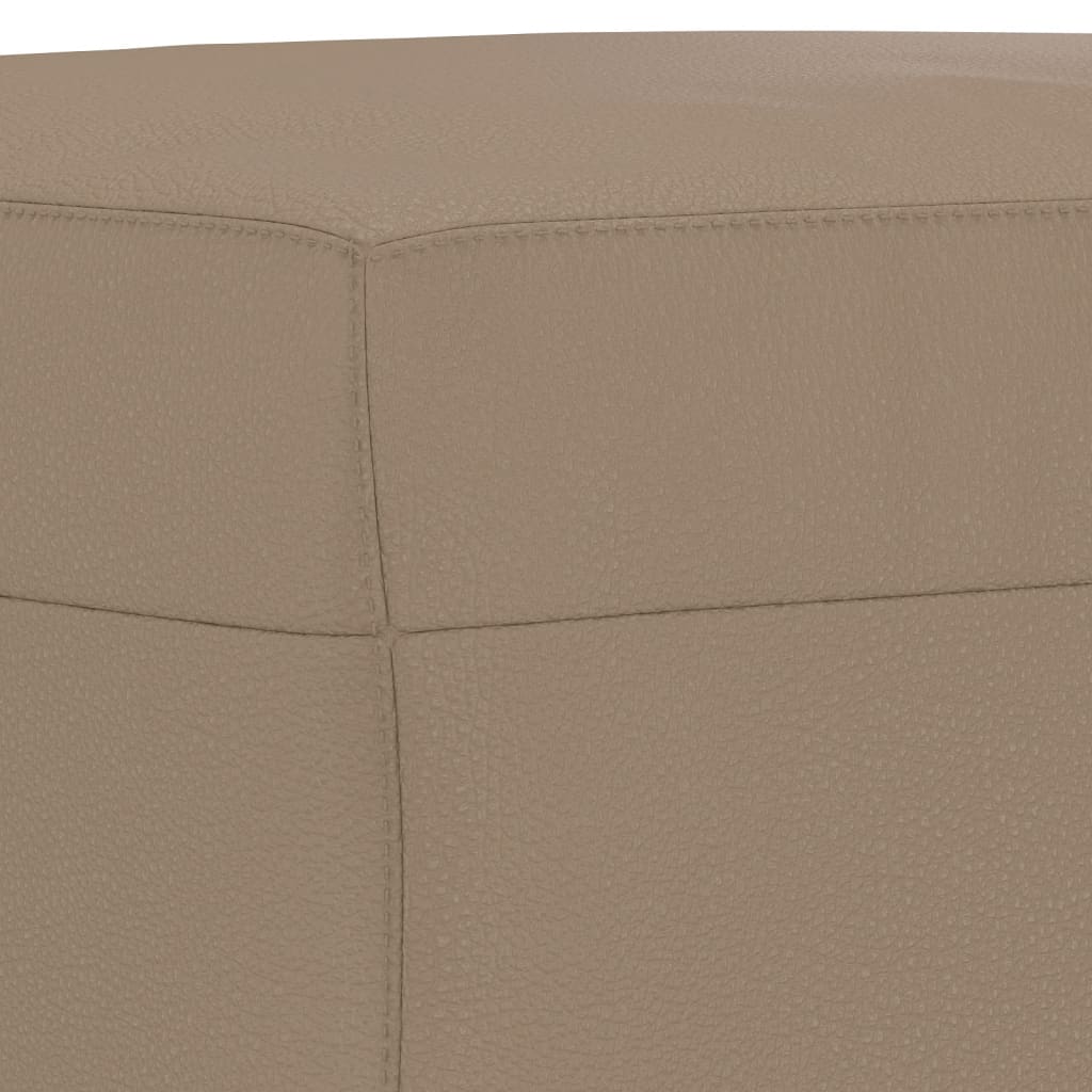 3-Delige Loungeset Met Kussens Kunstleer Kleurig Cappuccino met kussens en voetenbankje