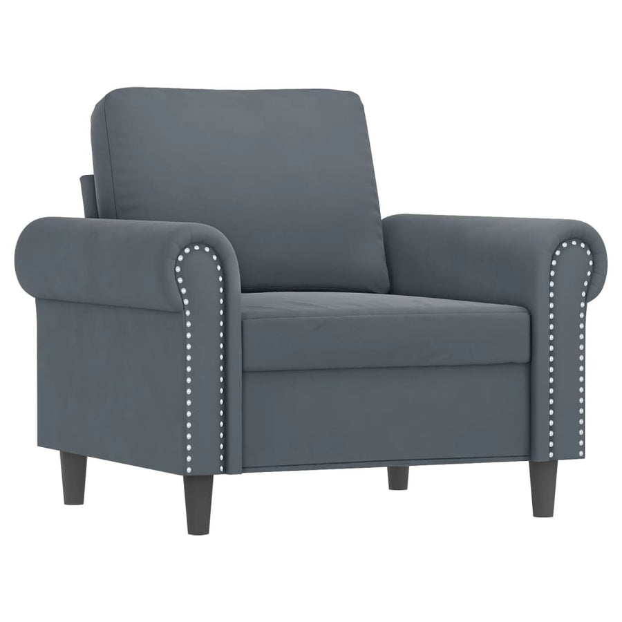 3-delige Loungeset met kussens fluweel donkergrijs