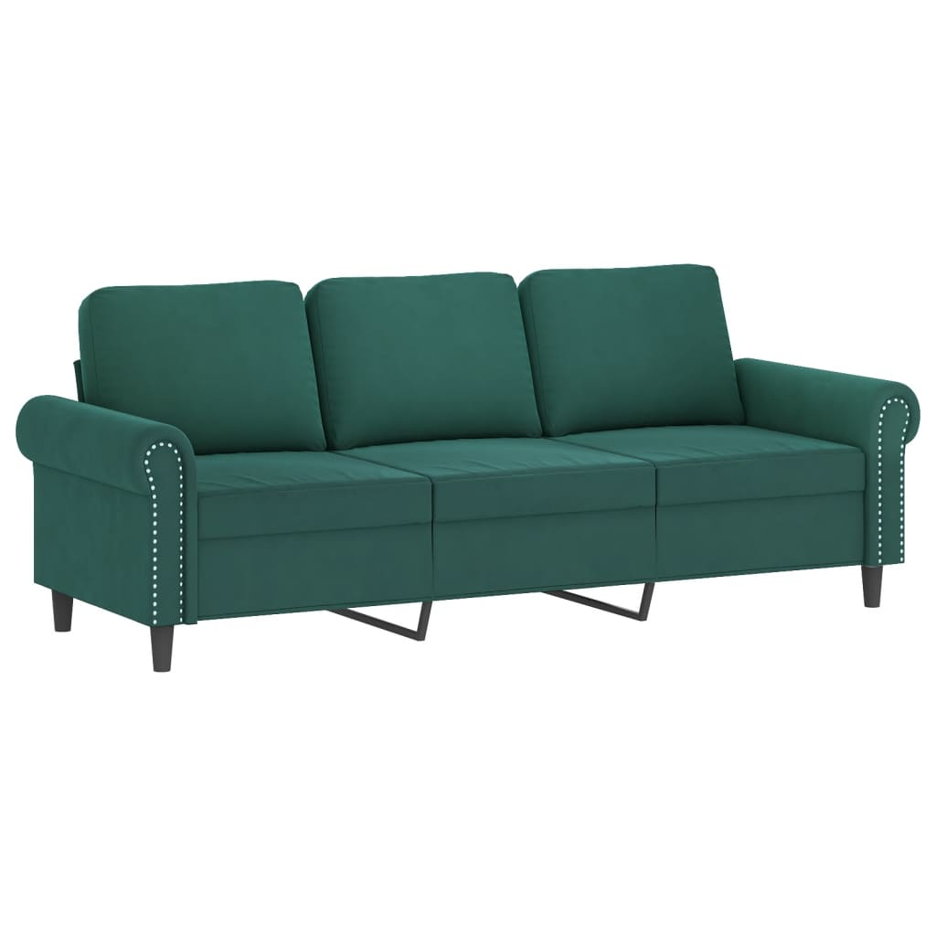 3-delige Loungeset met kussens fluweel donkergroen Donkergroen met kussens