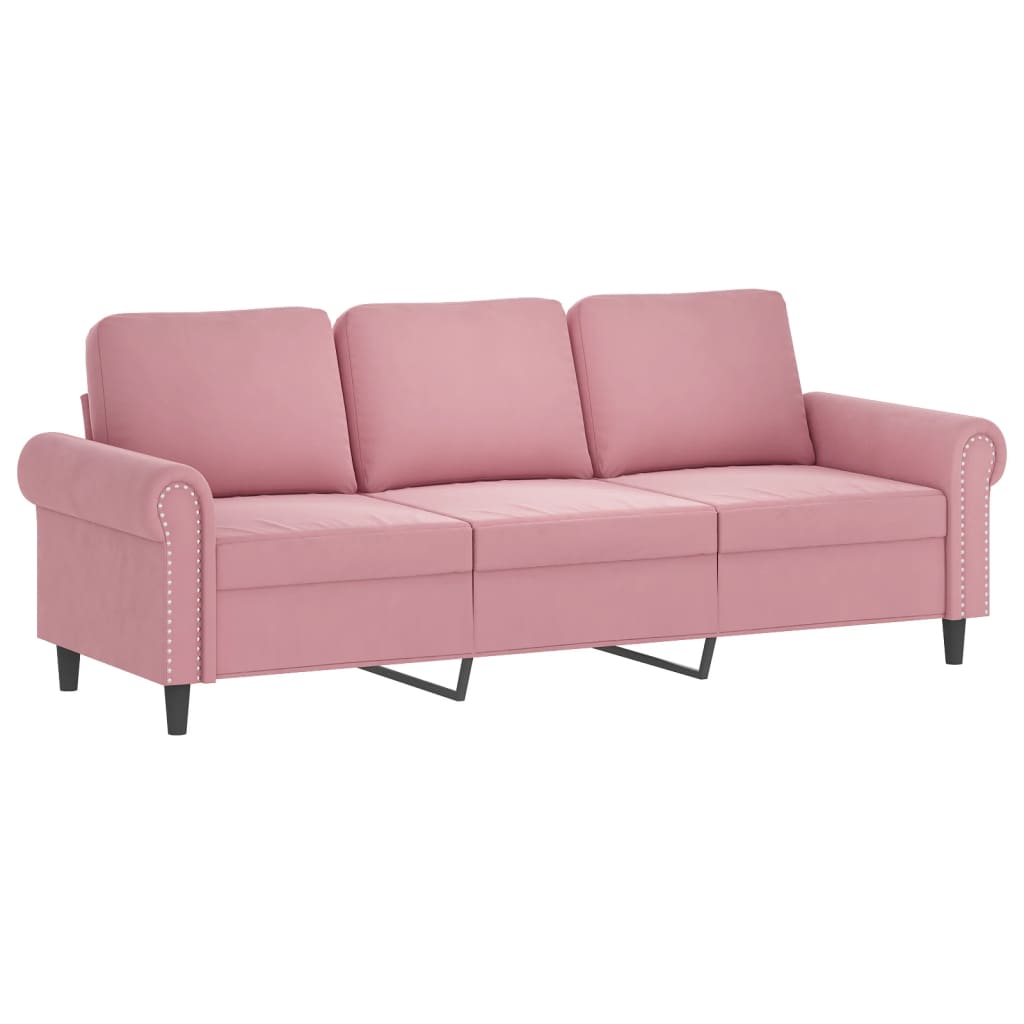 3-delige Loungeset met kussens fluweel roze Roze met kussens