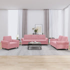 3-delige Loungeset met kussens fluweel roze Roze met kussens