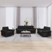 Loungeset 3-delig fluweel zwart