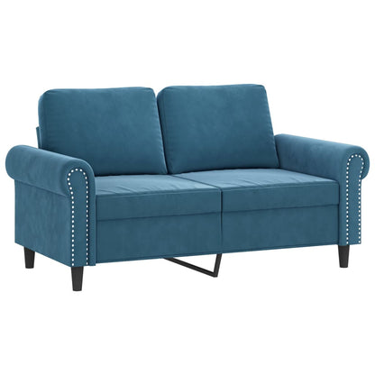 3-delige Loungeset fluweel Blauw met kussens