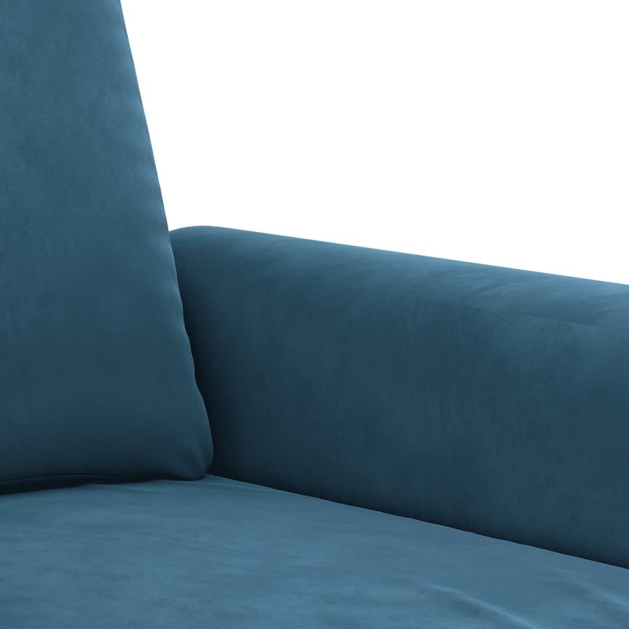 3-delige Loungeset fluweel Blauw met kussens