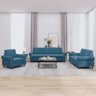 3-delige Loungeset fluweel Blauw met kussens