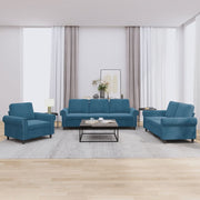 Loungeset 3-delig fluweel blauw