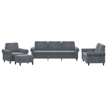 4-delige Loungeset met kussens fluweel donkergrijs