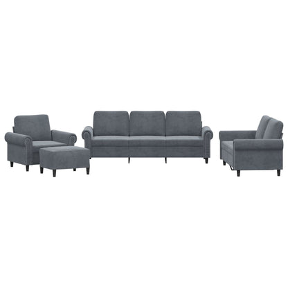 4-delige Loungeset met kussens fluweel donkergrijs