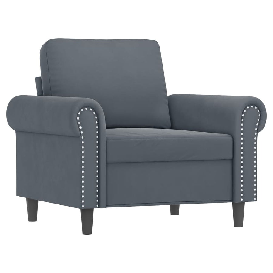 4-delige Loungeset met kussens fluweel donkergrijs