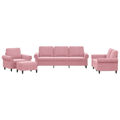 4-delige Loungeset met kussens fluweel roze