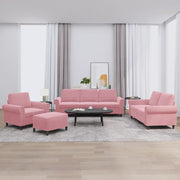 Loungeset 4-delig fluweel roze