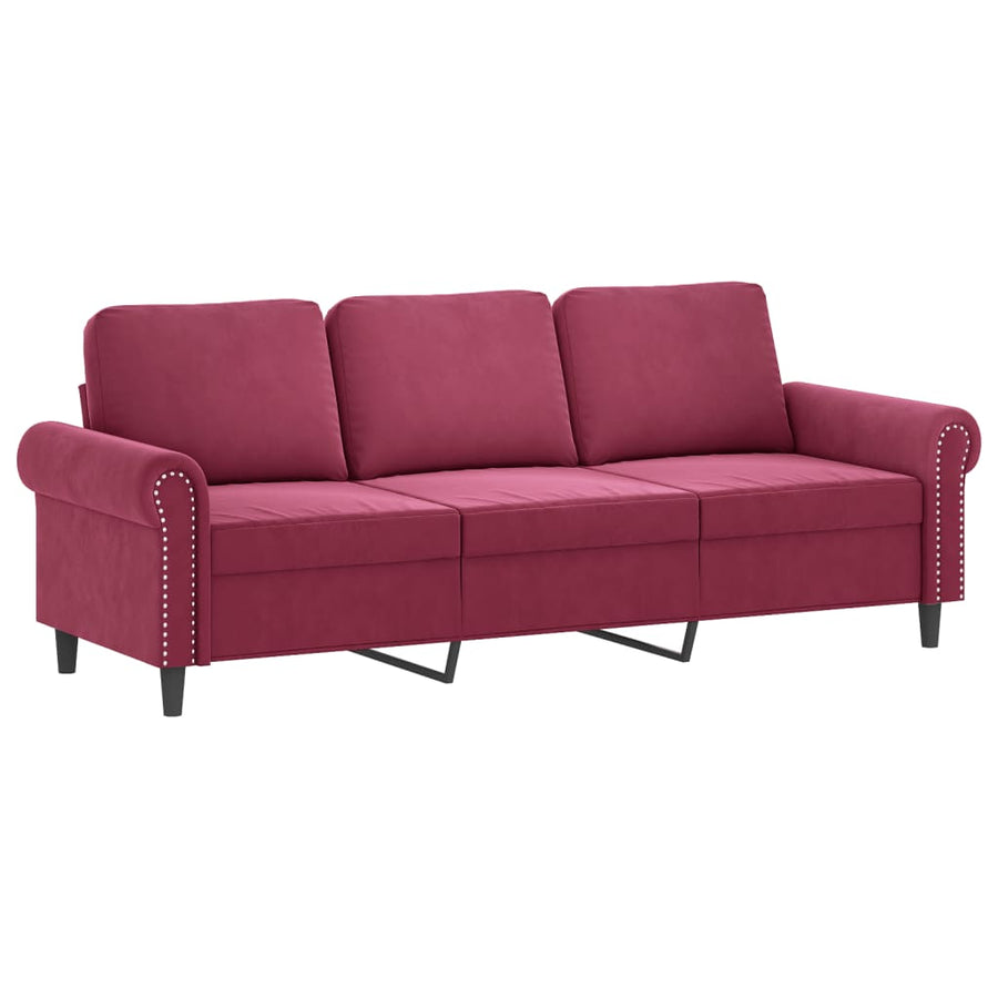 4-delige Loungeset met kussens fluweel wijnrood