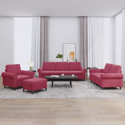 Loungeset 4-delig fluweel wijnrood