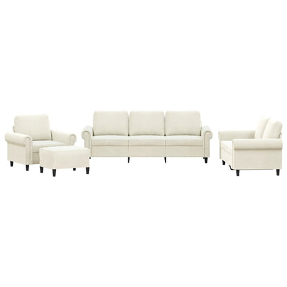 4-delige Loungeset met kussens fluweel crèmekleurig